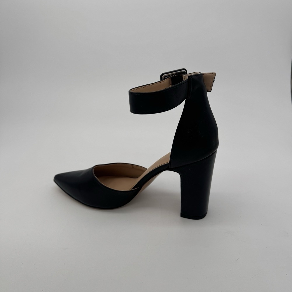 Michael Shannon Rosalie Heels Size 9 Black Ankle Strap D Orsay Block Pumps 4in - Picture 7 of 16
